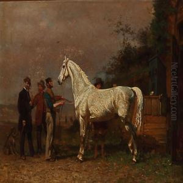 A Visit To The Stable Oil Painting by Cornelis Albertus Johannes Schermer