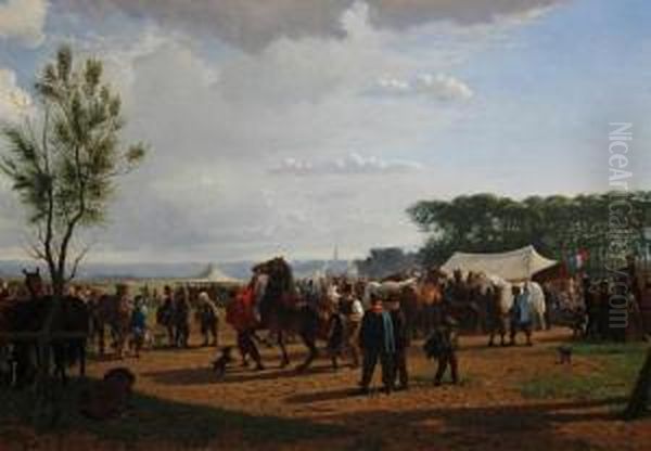 The Horse Fair Oil Painting by Cornelis Albertus Johannes Schermer