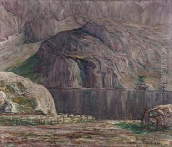 Laghetto Alpino Oil Painting by Vincenzo Schiavio