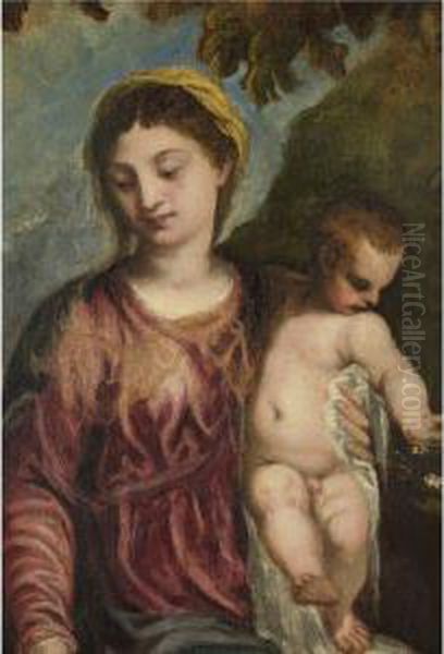 Madonna And Child Oil Painting by Andrea Meldolla Schiavone
