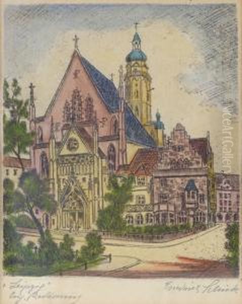 Leipzig, Blick Auf Die Thomaskirche Oil Painting by Karl Friedrich Schick