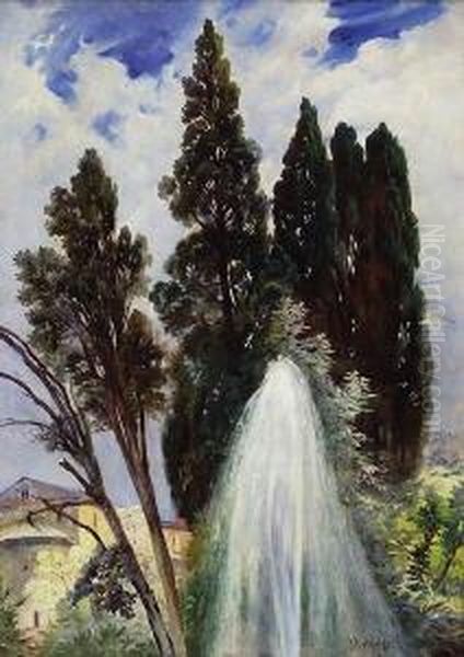 Im Garten Der Villa D'este. Oil Painting by Fritz Schider