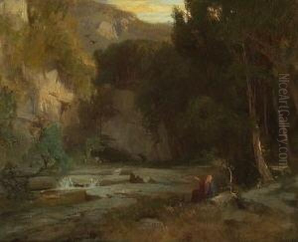 Der Prophet Elias In Der Einode Oil Painting by Fritz Schider