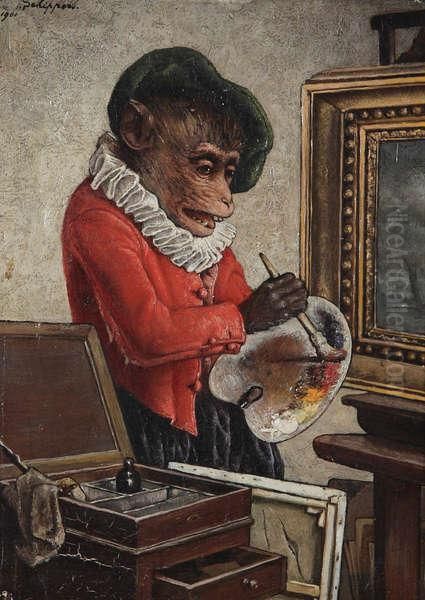 'l'artiste' Oil Painting by Joseph, Jos. Schippers