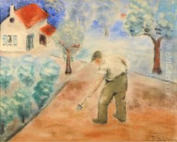 Paysan A La Beche. Oil Painting by Ferdinand Schirren