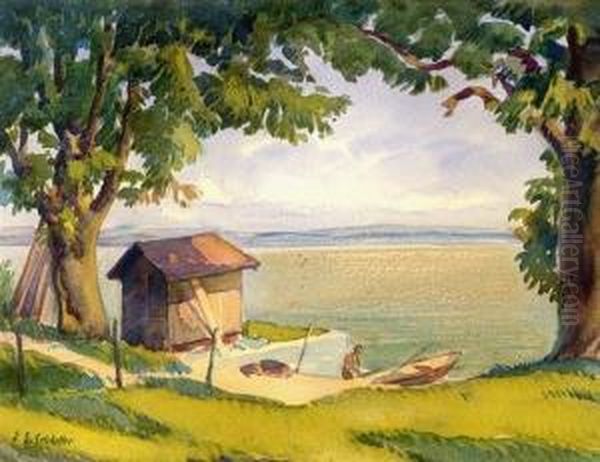 Uferpartie Am Bodensee Oil Painting by Ernst Emil Schlatter