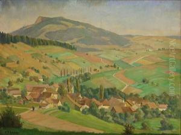 Schaffhauser Landschaft Mit Altdorf Oil Painting by Ernst Emil Schlatter