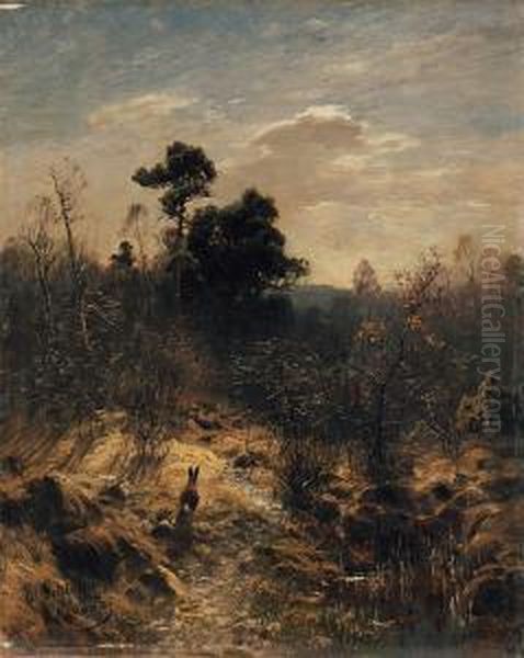 Hase Im Gebusch Oil Painting by Eduard Ii Schleich