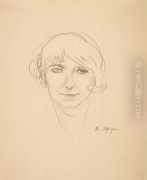 Frauenkopf Oil Painting by Rudolf Schlichter