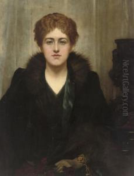Portrait Of Julia Margaret Oil Painting by Herbert Gustav Schmalz