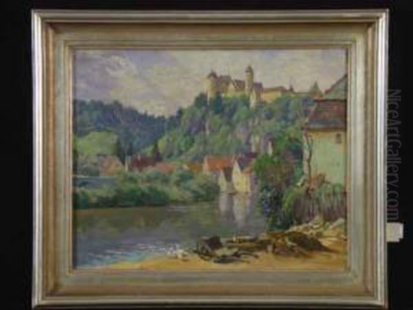 Die Harburg An Der Wornitz Oil Painting by Carl Schmauk