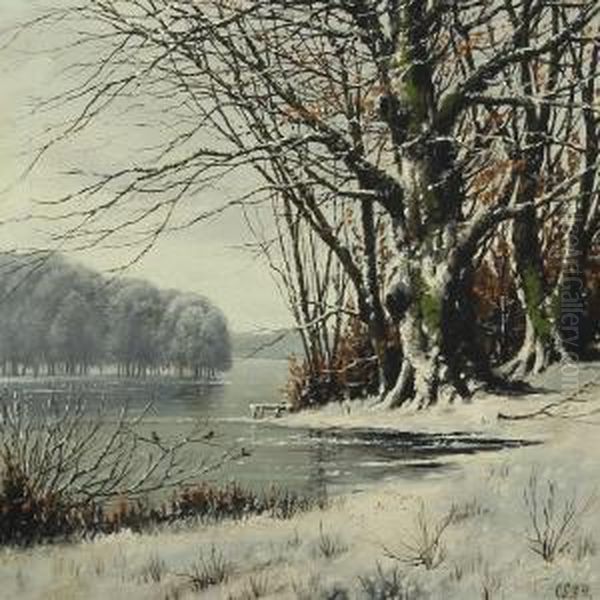 Winterscape From Fureso Oil Painting by Alexander Schmidt