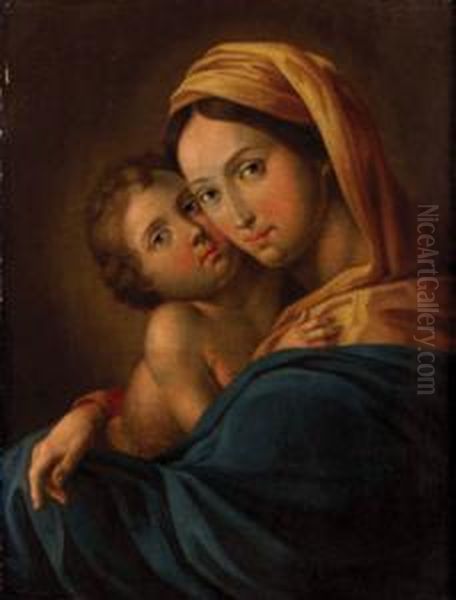 The Madonna And Child Oil Painting by Josef Schmidt