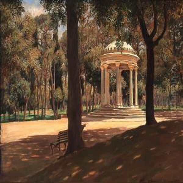 Summer Day In Frederiksberg Garden, Copenhagen Oil Painting by Laurits Schmidt Nielsen
