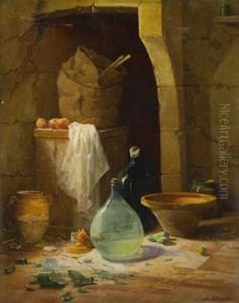 Coin D'office Oil Painting by Gaston Schnegg