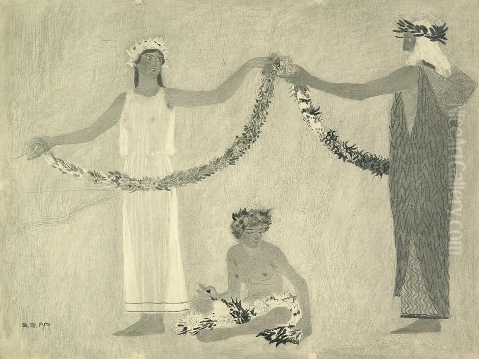 Der Reigen Oil Painting by Sasha Schneider