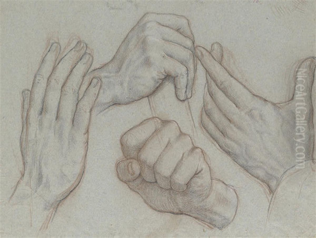 Studies Of A Hand Oil Painting by Ludwig Ferdinand Schnorr von Carolsfeld