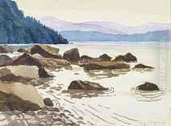 Seelandschaft Oil Painting by Karl Friedrich Schobinger