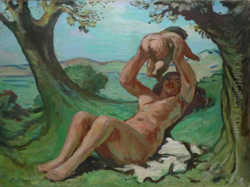 Maternite A La Campagne Oil Painting by Daniel Schoen