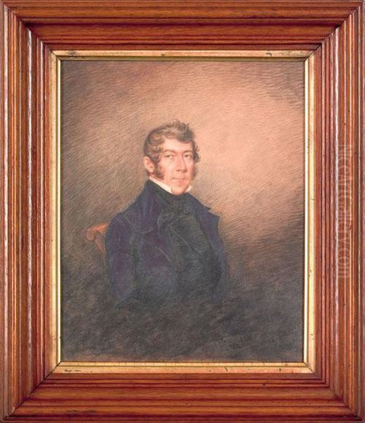 Watercolor Portrait Of Peter Muhlenberg Oil Painting by Jacob B. Schoener