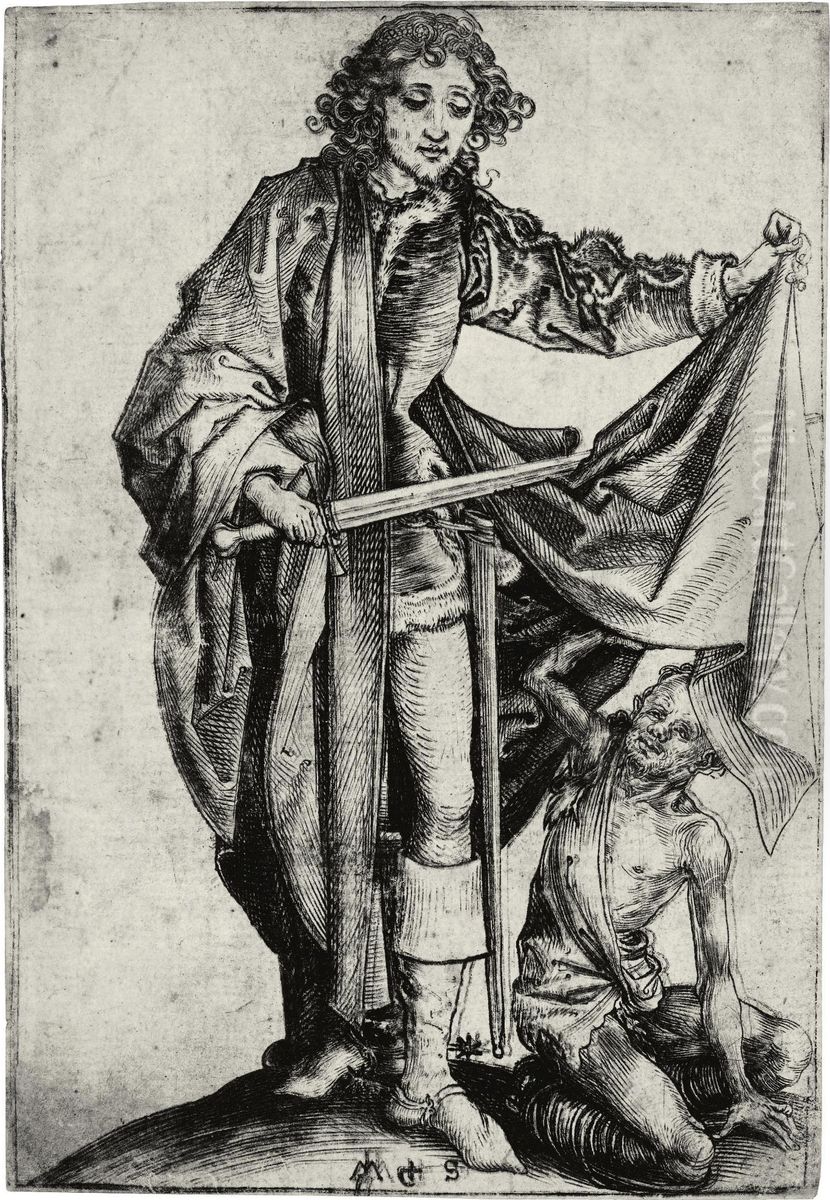 Saint Martin Dividing His Cloak Oil Painting by Martin Schongauer