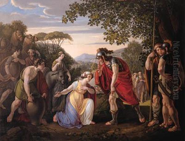 David And Abigail Oil Painting by Joseph Schonmann