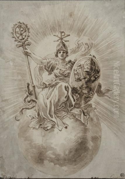 Le Triomphe De L'eglise Catholique Oil Painting by Giovanni Paolo Schor