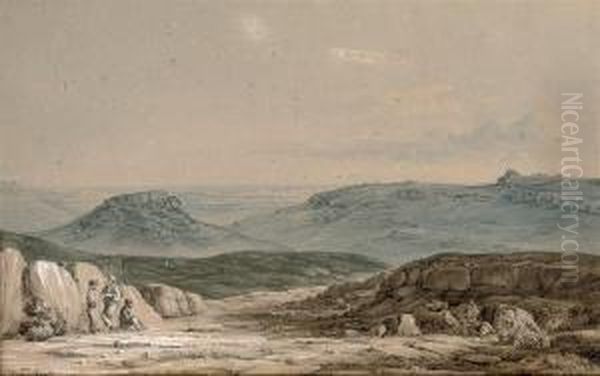 A View Across Fields To The Citadel Of Mdina, Malta Oil Painting by John or Giovanni Schranz