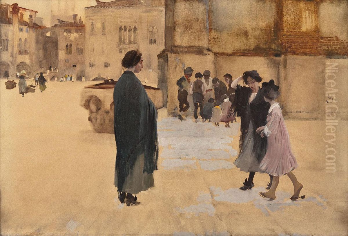 Venezianischer Marktplatz Oil Painting by Wilhelm Schreuer