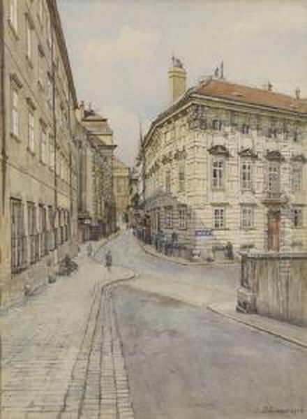 Wien - Blick In Die Augustinerstrase. Oil Painting by Albert Schreyer
