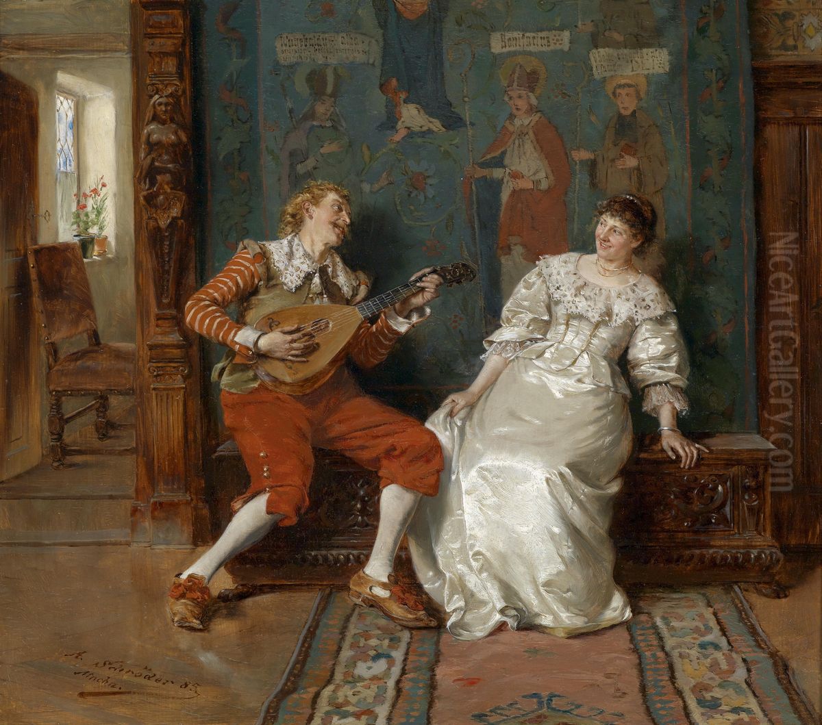 The Serenade Oil Painting by Albert Friedrich Schroder