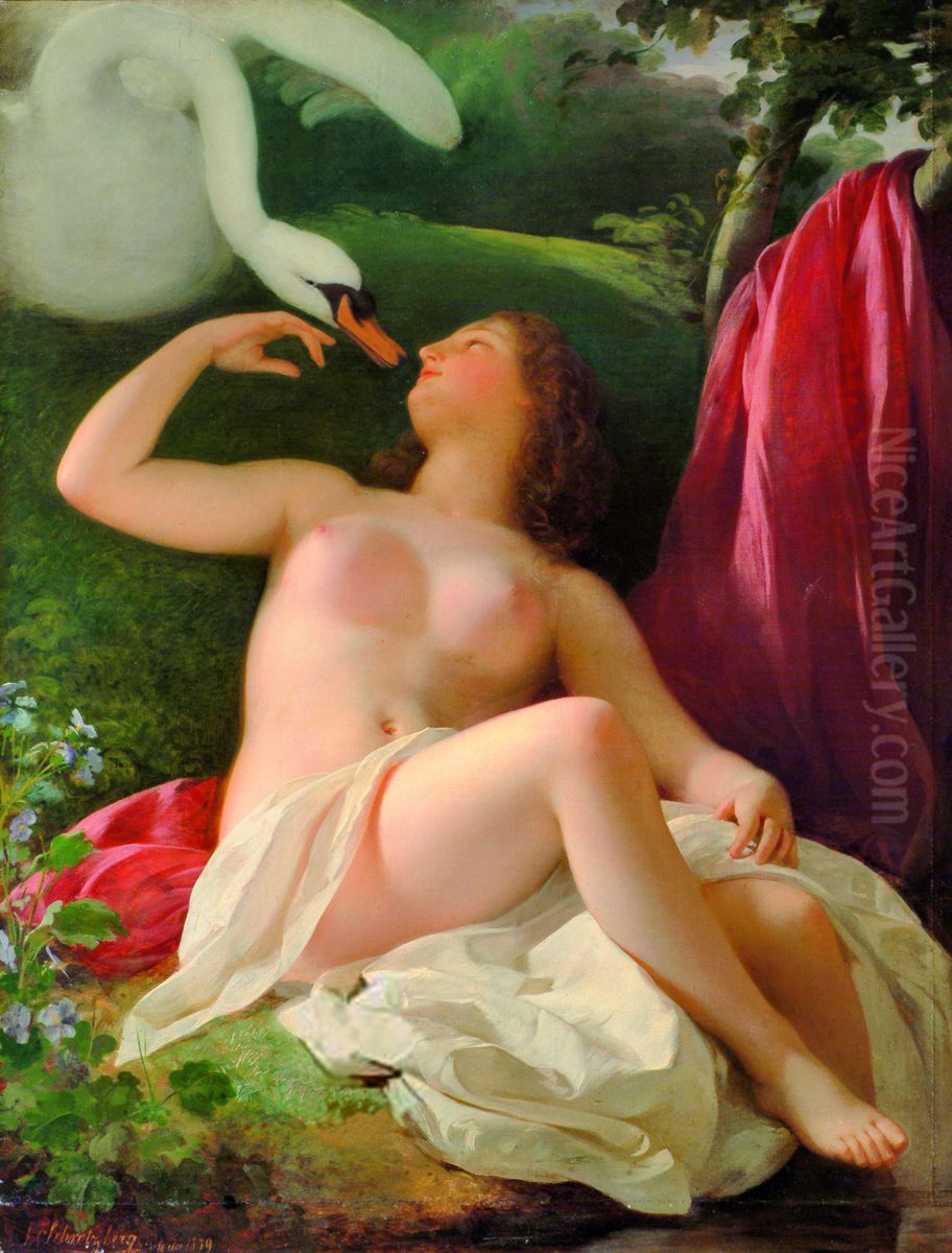 Leda Mit Dem Schwan Oil Painting by Franz Schrotzberg