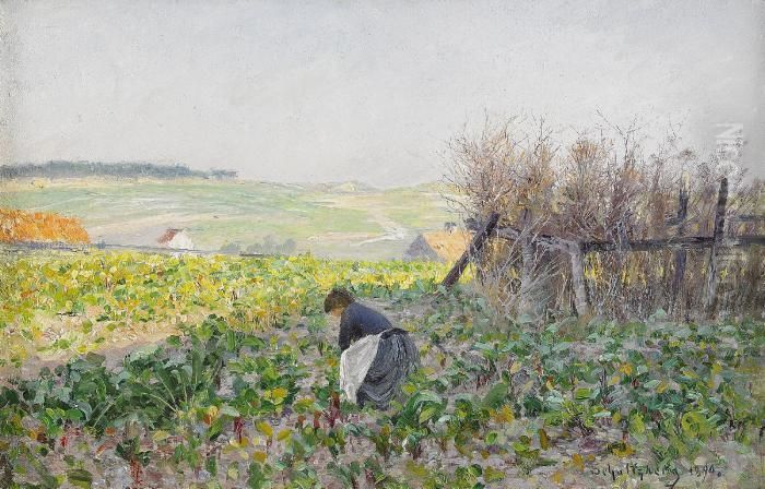 Etaples- Franskt Landskap Oil Painting by Anshelm Schultzberg