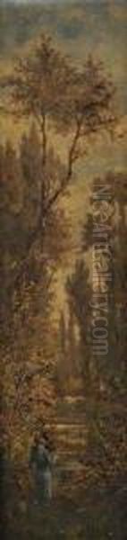 La PecheEn Sous-bois Oil Painting by Adrien Schulz