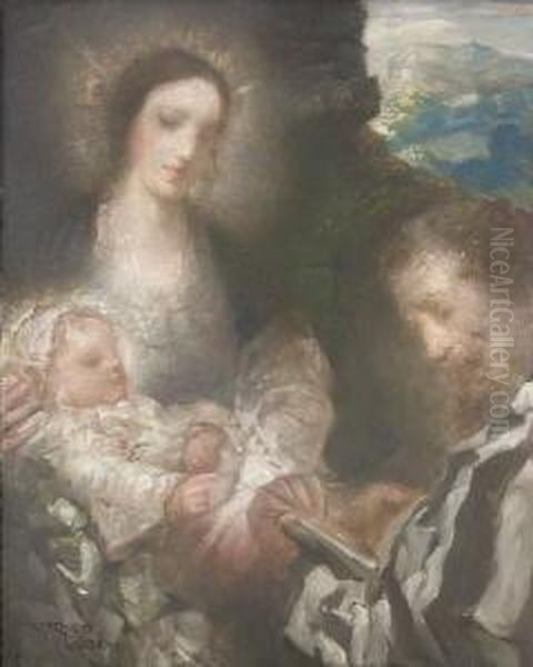 Der Hl. Lukas Malt Die Madonna Mit Kind. Oil Painting by Raffael Schuster-Woldan