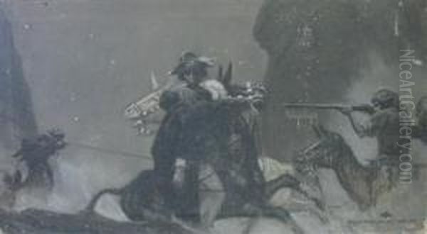 Cowboy Confrontation Oil Painting by Remington Schuyler