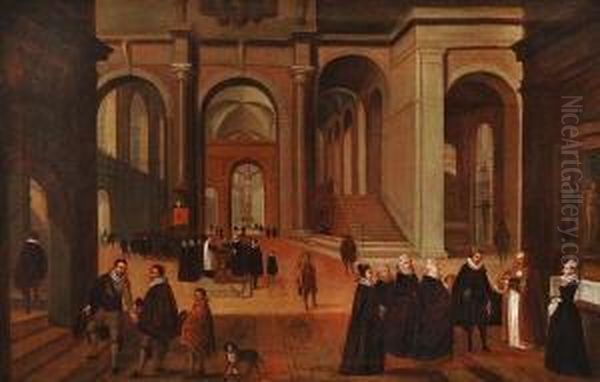 Kircheninterieur Mit Figurenstaffage Oil Painting by Johann Michael Schwabeda