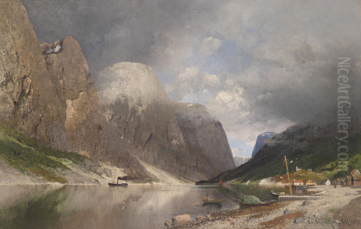 Fjordlandschaft Oil Painting by Adolf Gustav Schweitzer
