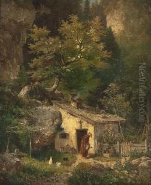 Eremit Im Walde Oil Painting by Ludwig Sckell