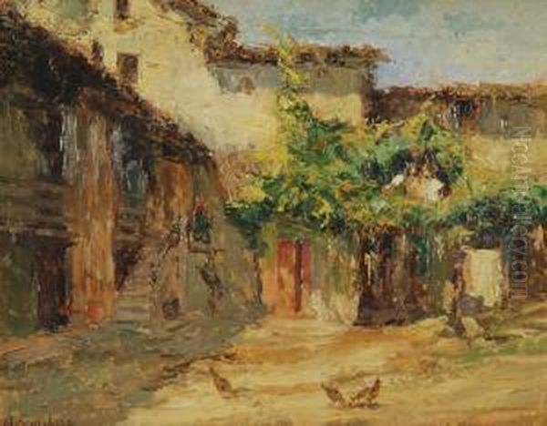 Interno Di Cortile Oil Painting by Alfredo Scocchera