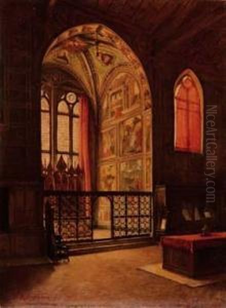 Interno Di Santa Croce A Firenze Oil Painting by Alfredo Scocchera