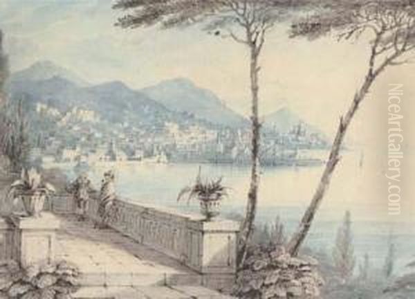 Genoa From The Villa Durazzo (illustrated); And Sepolero Di Ceciliametella Oil Painting by Caroline Lucy Scott