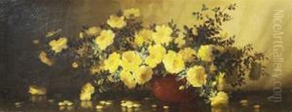 Yellow Flowers Oil Painting by George W. Seavey