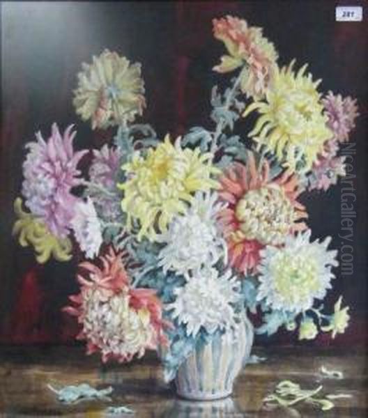 Chrysanthemums. Oil Painting by Helen Seddon