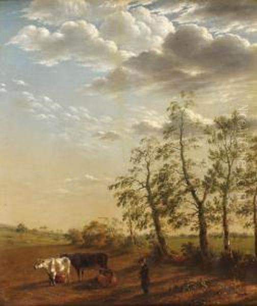 Jeune Berger Et La Traite Des Vaches Oil Painting by John Seguier