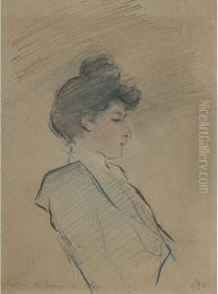 Portrait De Femme En Bleu Oil Painting by Armand Seguin