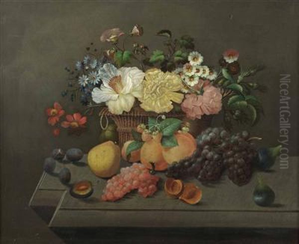 Stillleben Mit Fruchten Und Blumen Oil Painting by Georg (Johann G.) Seitz