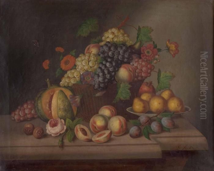 Fruchtestillleben Oil Painting by Georg (Johann G.) Seitz