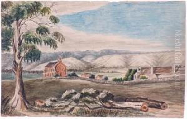 Sells Attributed Church And Parsonage Of St Johns Adelaide South Australia Oil Painting by Alfred Sells