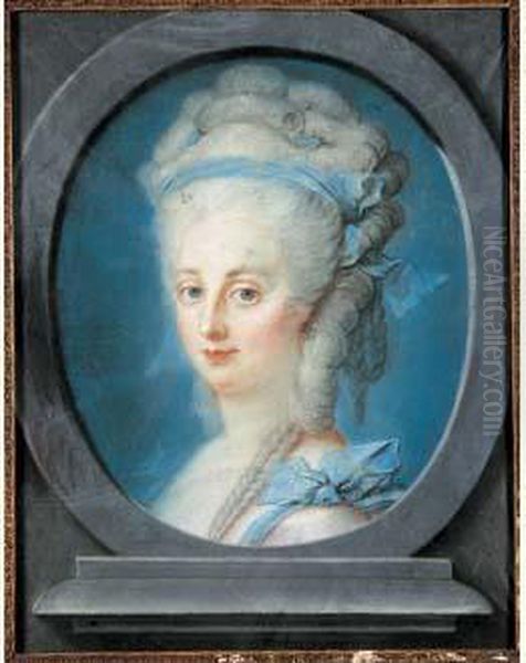 Portrait De Mme De Ladoucette Oil Painting by Francois Senemont